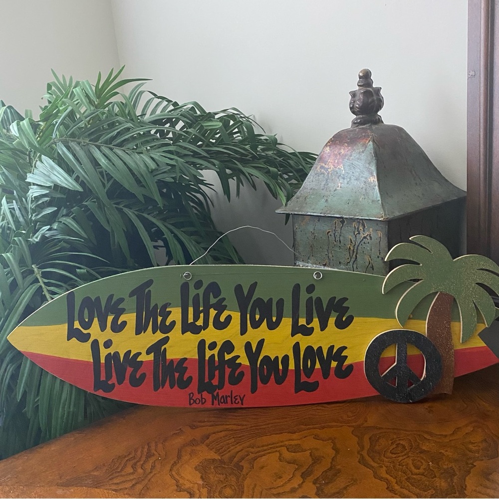 Bob Marley Rasta Surfboard Wall Decor - Red Yellow Green